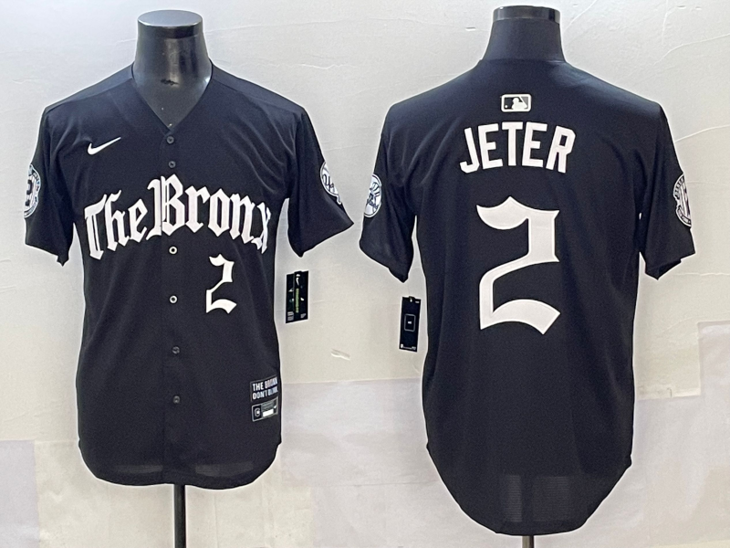 Men's New York Yankees Derek Jeter #2 Black Team Jersey